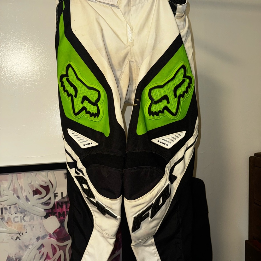 Fox Men's White and Green Racing Pants